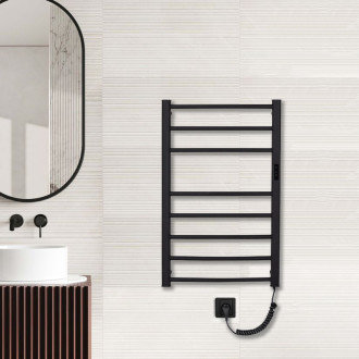 CERANO - Elektrický sušák ručníků Luca, s displejem - 128 W - černá matná - 860x550 mm