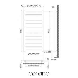 CERANO - Elektrický sušák ručníků Luca, s displejem - 187 W - bílá lesklá - 1160x550 mm