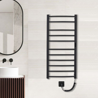 CERANO - Elektrický sušák ručníků Luca, s displejem - 187 W - černá matná - 1160x550 mm