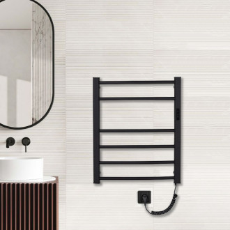 CERANO - Elektrický sušák ručníků Luca, s displejem - 97 W - černá matná - 660x550 mm