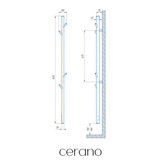CERANO - Elektrický sušák ručníků Ramus, s displejem - 160W - bílá lesklá - 1400x30 mm