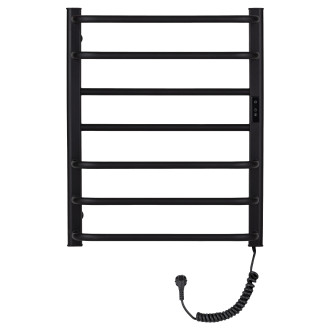 CERANO - Elektrický sušák ručníků Ricardo, s displejem - 126 W - černá matná - 660x550 mm