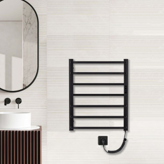 CERANO - Elektrický sušák ručníků Ricardo, s displejem - 126 W - černá matná - 660x550 mm