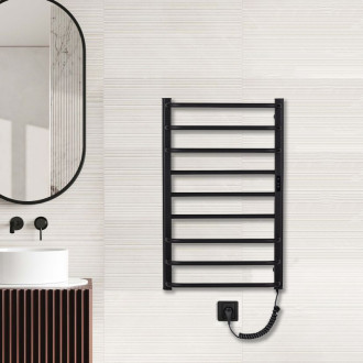 CERANO - Elektrický sušák ručníků Ricardo, s displejem - 158 W -černá matná - 860x550 mm