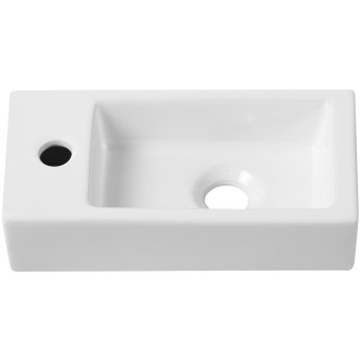 CERANO - Keramické umývátko Roberto, závěsné levé - bílá lesklá - 37,7x18,5 cm