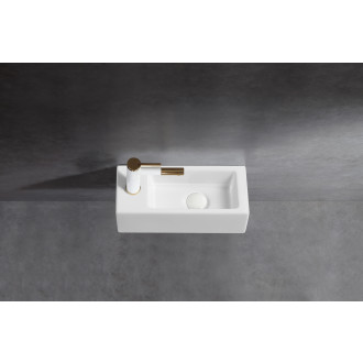 CERANO - Keramické umývátko Roberto, závěsné levé - bílá lesklá - 37,7x18,5 cm