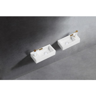 CERANO - Keramické umývátko Roberto, závěsné levé - bílá lesklá - 37,7x18,5 cm