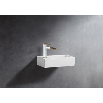 CERANO - Keramické umývátko Roberto, závěsné levé - bílá lesklá - 37,7x18,5 cm