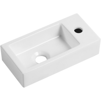 CERANO - Keramické umývátko Roberto, závěsné pravé - bílá lesklá - 37,7x18,5 cm