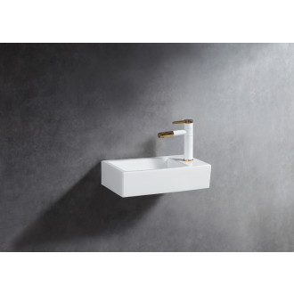 CERANO - Keramické umývátko Roberto, závěsné pravé - bílá lesklá - 37,7x18,5 cm