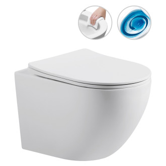 CERANO - Kompletní WC set Profi/Cesso - bílá matná - WC tlačítko Line/Bílá - předstěnová instalace - 49x36 cm
