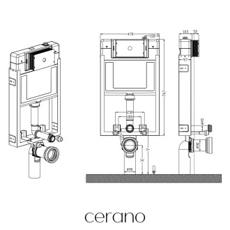 CERANO - Kompletní podomítkový WC set Lite/Dure - bílá lesklá - WC tlačítko Classic, černé matné - k zazdění - 51x35 cm