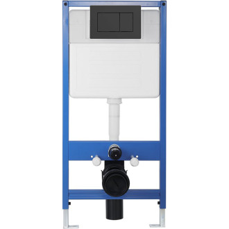 CERANO - Kompletní podomítkový WC set Lite/Dure - bílá lesklá - WC tlačítko Classic, černé matné - předstěnová instalace/sádrokarton - 51x35 cm