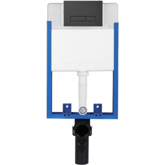 CERANO - Kompletní podomítkový WC set Lite/Dure - bílá lesklá - WC tlačítko Slim, černé matné - k zazdění - 51x35 cm