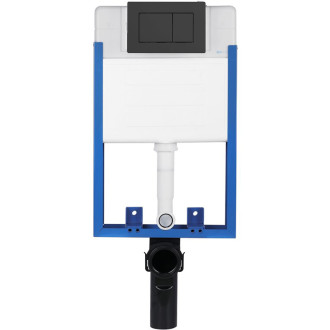 CERANO - Kompletní podomítkový WC set Lite/Felci - bílá lesklá - WC tlačítko Classic, černé matné - k zazdění - 52,5x36 cm