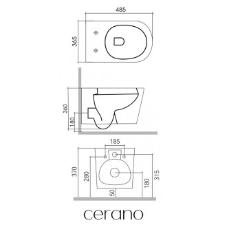 CERANO - Kompletní WC set Profi/Carlito - bílá lesklá - WC tlačítko Line/Černá lesklá - pro zazdění - 48,5x36,5 cm