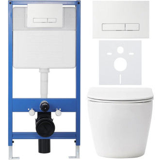 CERANO Podomítkový WC set Verde bílá lesklá WC tlačítko Slim, bílé předstěnová instalace