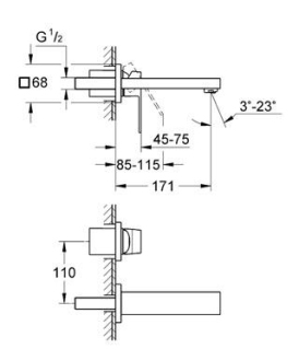 GROHE EUROCUBE 19895000 2-otvorová umyvadlová baterie