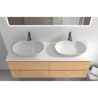 CERANO - Koupelnová deska z litého mramoru Elanys - bílá matná - 140x46x1,2 cm