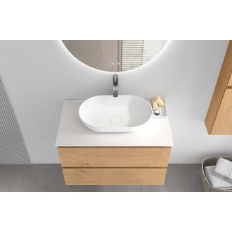 CERANO - Koupelnová deska z litého mramoru Elanys - 12 mm - bílá matná - 80 cm