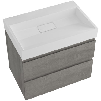 CERANO - Koupelnová skříňka Carole - betonově šedá + umyvadlo z lit. mramoru Vita - bílá matná - 70x58x46 cm