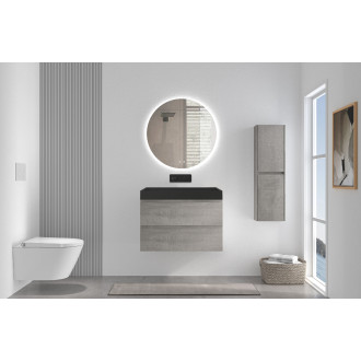 CERANO - Koupelnová skříňka Carole - betonově šedá + umyvadlo z lit. mramoru Vita - černá matná - 70x58x46 cm