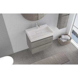 CERANO - Koupelnová skříňka Carole - betonově šedá + umyvadlo z lit. mramoru Vita - otvor - bílá lesklá  - 70x58x46 cm