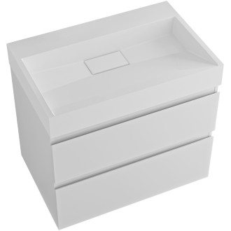 CERANO - Koupelnová skříňka Carole - bílá matná + umyvadlo z lit. mramoru Vita - bílá matná - 70x58x46 cm
