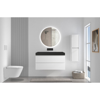 CERANO - Koupelnová skříňka Carole - bílá matná + umyvadlo z lit. mramoru Vita - černá matná - 100x58x46 cm