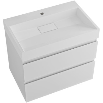 CERANO - Koupelnová skříňka Carole - bílá matná + umyvadlo z lit. mramoru Vita - otvor - bílá lesklá - 70x58x46 cm