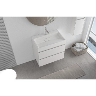 CERANO - Koupelnová skříňka Carole - bílá matná + umyvadlo z lit. mramoru Vita - otvor - bílá matná - 70x58x46 cm