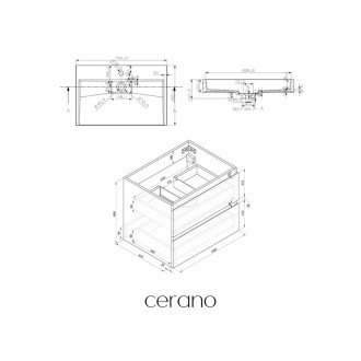 CERANO - Koupelnová skříňka Carole - bílá matná + umyvadlo z lit. mramoru Vita - otvor - bílá matná - 70x58x46 cm