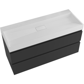 CERANO - Koupelnová skříňka Carole - černá matná + umyvadlo z lit. mramoru Vita - bílá lesklá - 100x58x46 cm