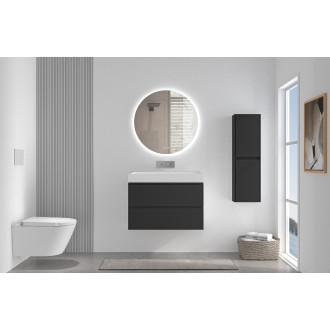 CERANO - Koupelnová skříňka Carole - černá matná + umyvadlo z lit. mramoru Vita - bílá lesklá - 70x58x46 cm