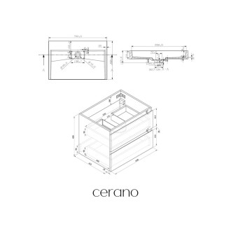 CERANO - Koupelnová skříňka Carole - černá matná + umyvadlo z lit. mramoru Vita - bílá lesklá - 70x58x46 cm