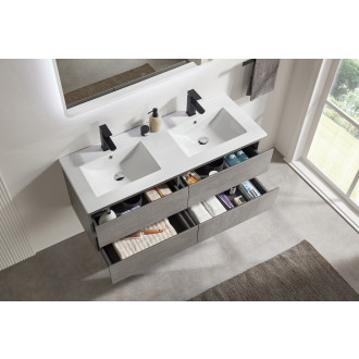 CERANO - Koupelnová skříňka Carole + keramické dvojumyvadlo Todo - betonově šedá - 121x49,5x46,5 cm