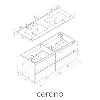 CERANO Koupelnová skříňka Carole+ker.dvojumyvadlo Todo bílá matná 120x49,8x46cm CER-476315