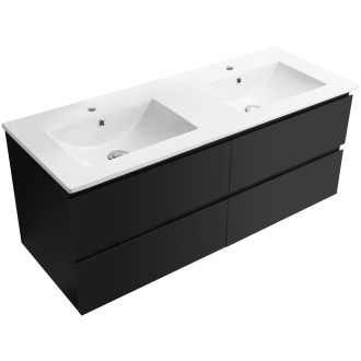 CERANO - Koupelnová skříňka Carole + keramické dvojumyvadlo Todo - černá matná - 121x49,5x46,5 cm