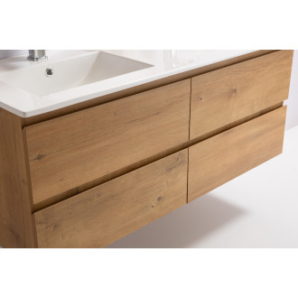 CERANO - Koupelnová skříňka Carole + keramické dvojumyvadlo Todo - dub medový - 121x49,5x46,5 cm