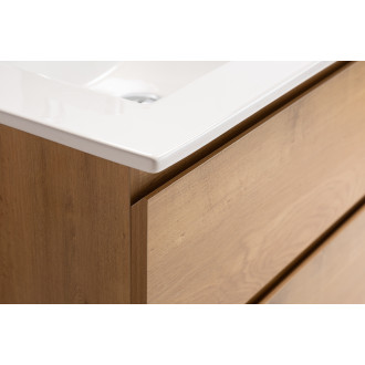 CERANO - Koupelnová skříňka Carole + keramické dvojumyvadlo Todo - dub medový - 121x49,5x46,5 cm