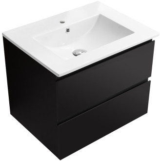 CERANO - Koupelnová skříňka Carole + keramické umyvadlo Todo - černá matná - 71x49,5x46,5 cm