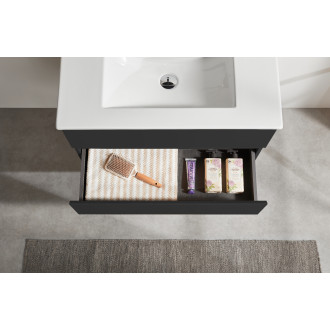 CERANO - Koupelnová skříňka Carole + keramické umyvadlo Todo - černá matná - 81x49,5x46,5 cm