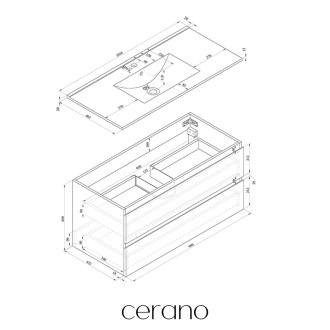 CERANO - Koupelnová skříňka Carole + keramické umyvadlo Todo - dub medový - 101x49,5x46,5 cm