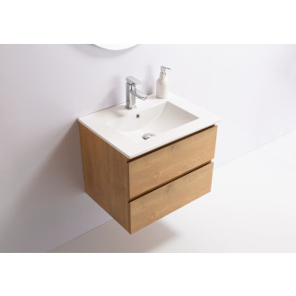 CERANO - Koupelnová skříňka Carole + keramické umyvadlo Todo - dub medový - 61x49,5x46,5 cm