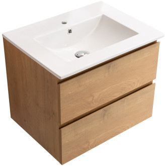 CERANO - Koupelnová skříňka Carole + keramické umyvadlo Todo - dub medový - 71x49,5x46,5 cm