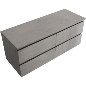 CERANO - Koupelnová skříňka Carole - betonově šedá + deska pod umyvadlo Navira Slim - 18 mm - 120x49,8x46 cm