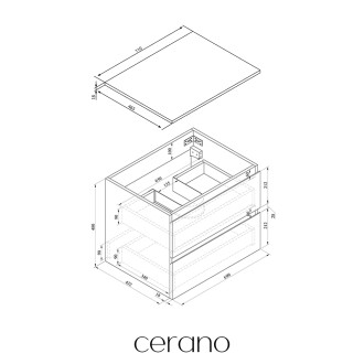 CERANO - Koupelnová skříňka Carole s deskou pod umyvadlo - 18 mm - betonově šedá - 71x49,8x46,5 cm