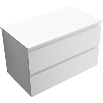 CERANO - Koupelnová skříňka Carole + deska pod umyvadlo Navira Slim - 18 mm - bílá matná - 100x49,8x46 cm