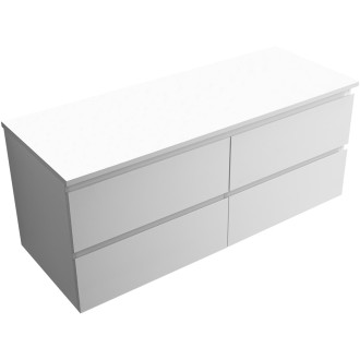 CERANO - Koupelnová skříňka Carole + deska pod umyvadlo Navira Slim - 18 mm - bílá matná - 140x49,8x46 cm