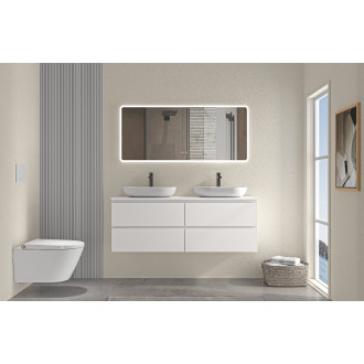 CERANO - Koupelnová skříňka Carole s deskou pod umyvadlo - 18 mm - bílá matná - 161x49,8x46,5 cm